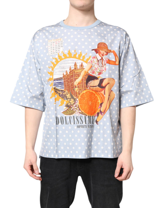 Dolce & Gabbana Light Blue Graphic Print Short Sleeve T-shirt