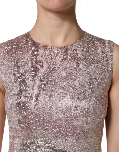 Dolce & Gabbana Pink Jacquard Sleeveless Sheath Mini Dress