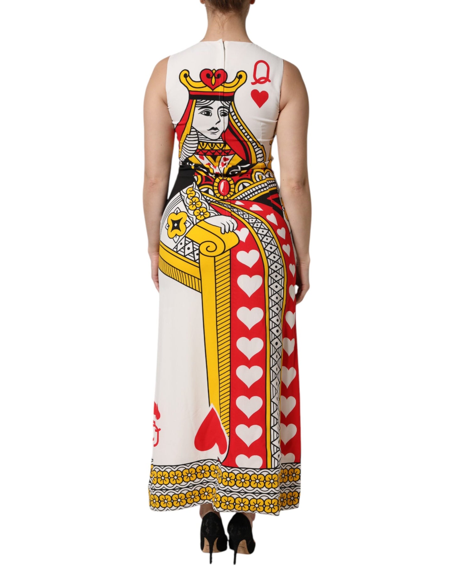 Dolce &amp; Gabbana Weißes, ärmelloses Maxikleid „Queen of Hearts“