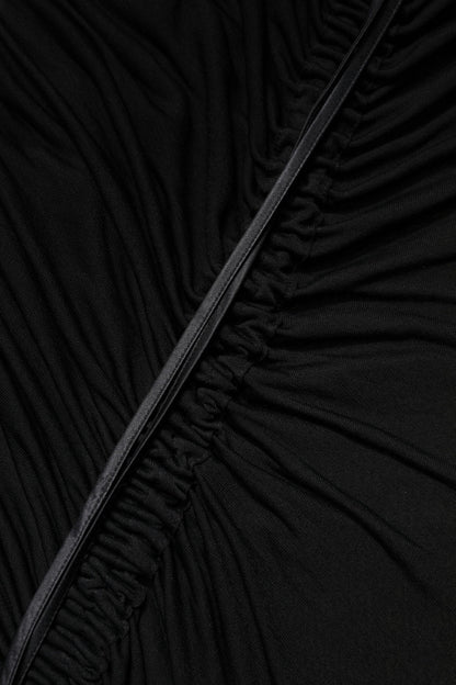 Dolce &amp; Gabbana – Langes, figurbetontes Etuikleid mit schwarzem Netzbesatz