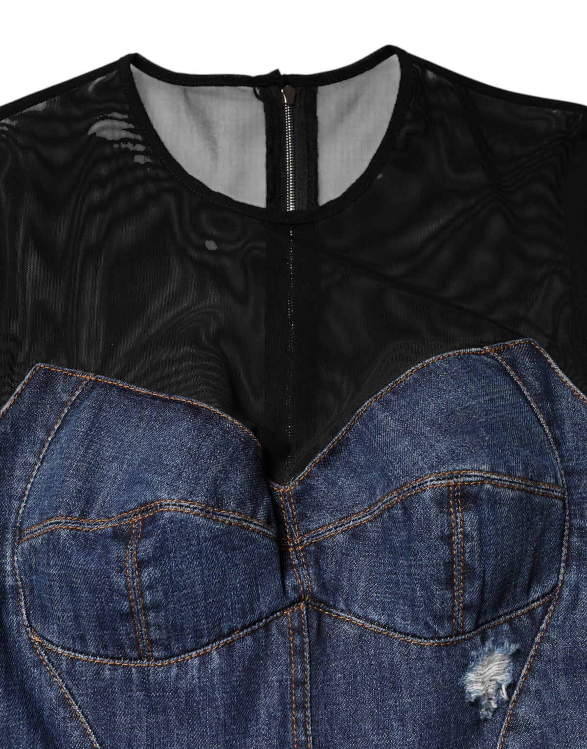Dolce &amp; Gabbana – Schwarz-blaues, langärmliges Jeans-Minikleid
