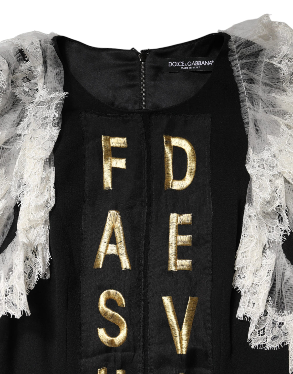 Dolce &amp; Gabbana – Schwarzes, verziertes Minikleid „Fashion Devotion“