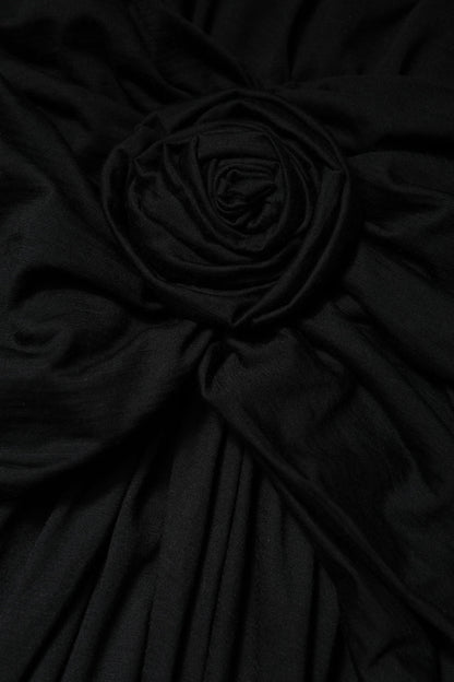 Dolce &amp; Gabbana – Schwarzes, langärmliges Etui-Midikleid aus Wolle