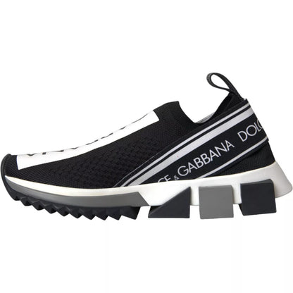 Dolce &amp; Gabbana Schwarz Weiß Slip On Sorrento Sneakers Schuhe