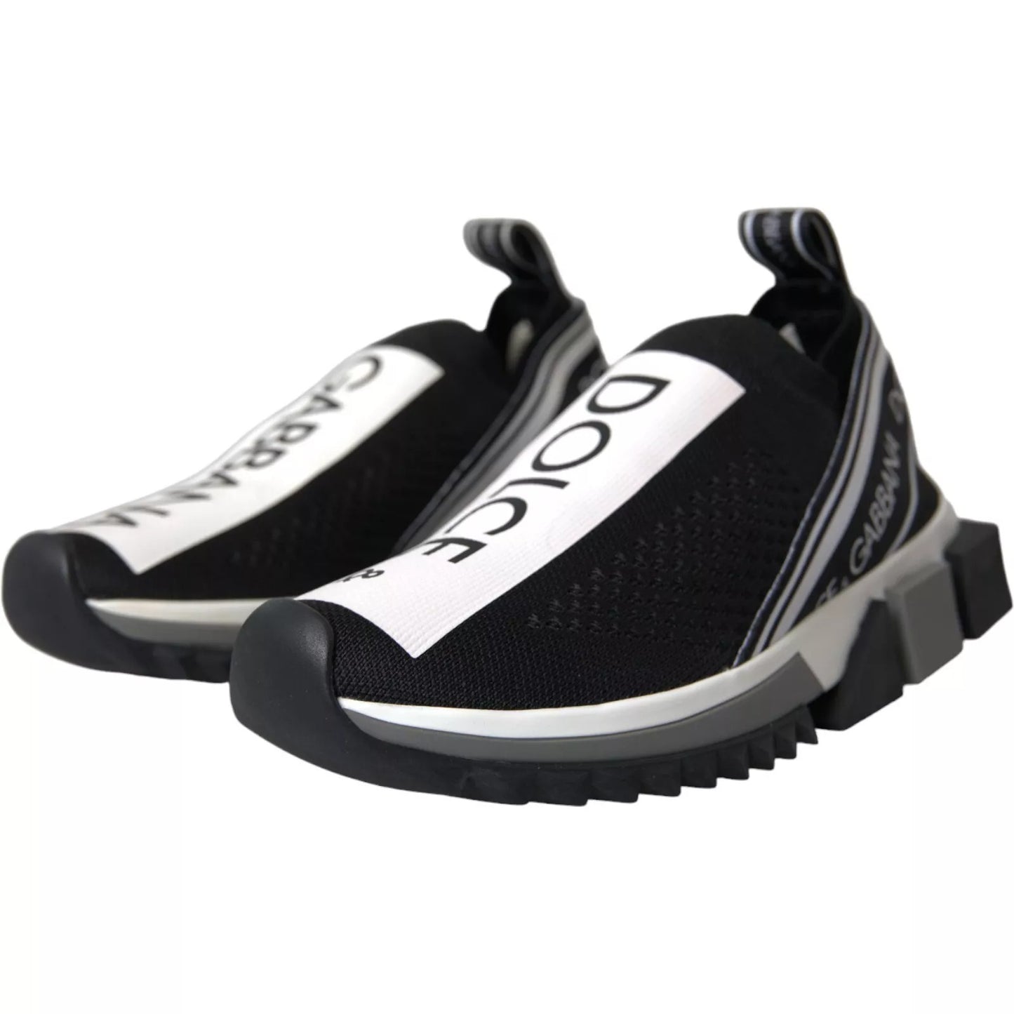 Dolce &amp; Gabbana Schwarz Weiß Slip On Sorrento Sneakers Schuhe