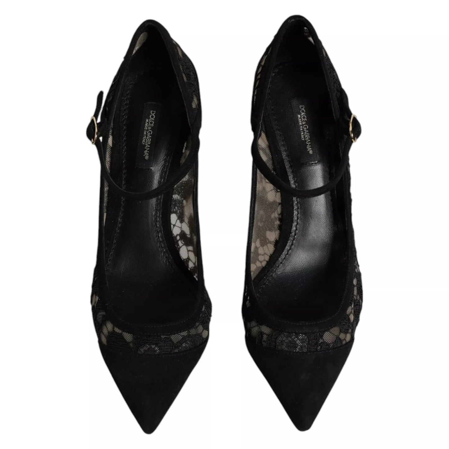 Dolce &amp; Gabbana – Schwarze Mary Jane-Pumps mit Spitze von Taormina