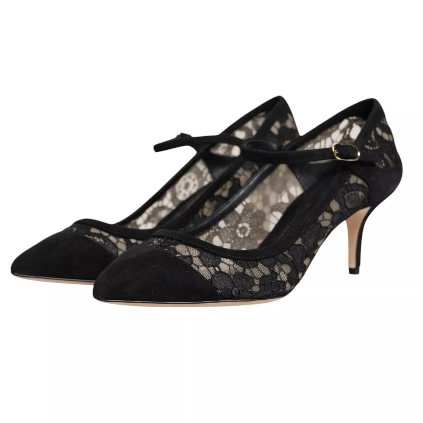 Dolce &amp; Gabbana – Schwarze Mary Jane-Pumps mit Spitze von Taormina