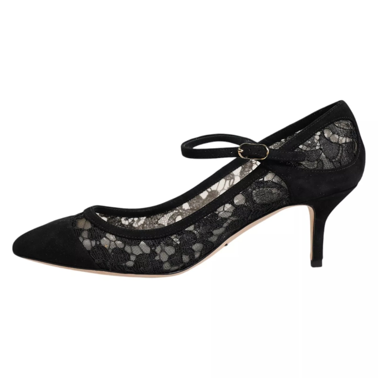 Dolce &amp; Gabbana – Schwarze Mary Jane-Pumps mit Spitze von Taormina