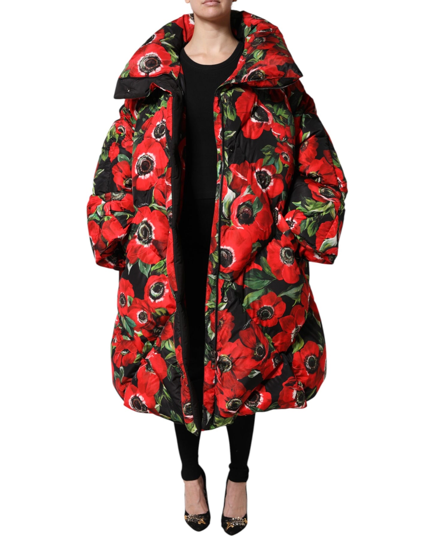 Dolce &amp; Gabbana – Wattierte Jacke mit durchgehendem Reißverschluss und mehrfarbigem Blumenmuster