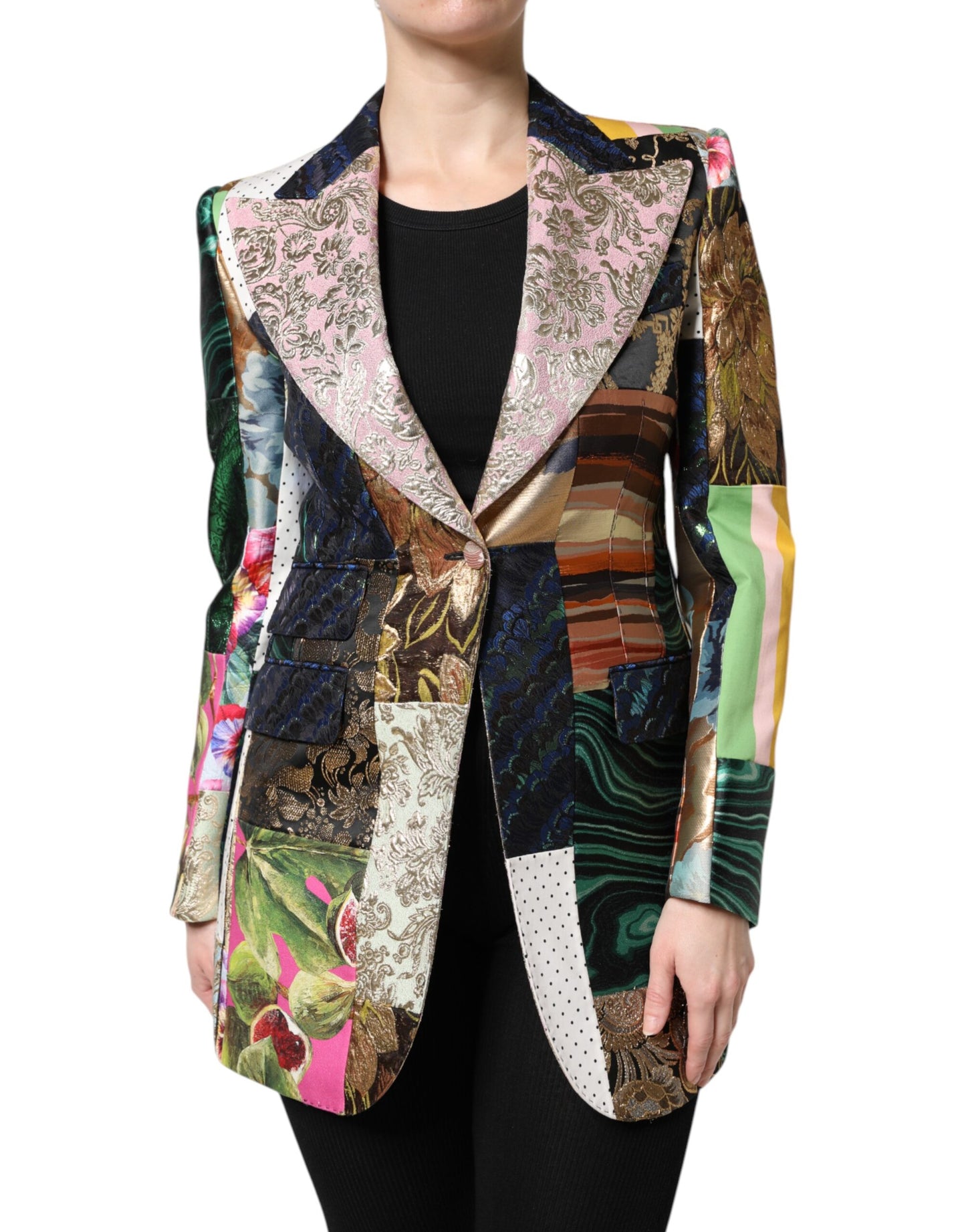 Dolce &amp; Gabbana – Mehrfarbige Jacquardjacke mit floralem Patchwork
