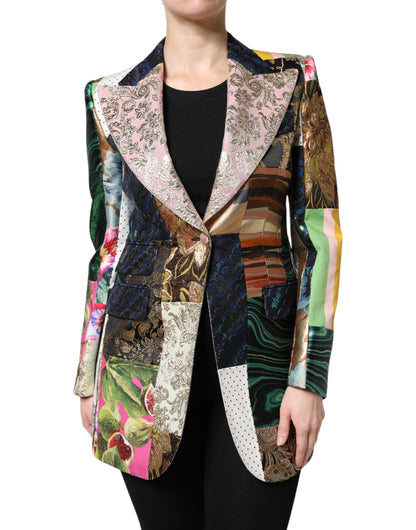 Dolce &amp; Gabbana – Mehrfarbige Jacquardjacke mit floralem Patchwork