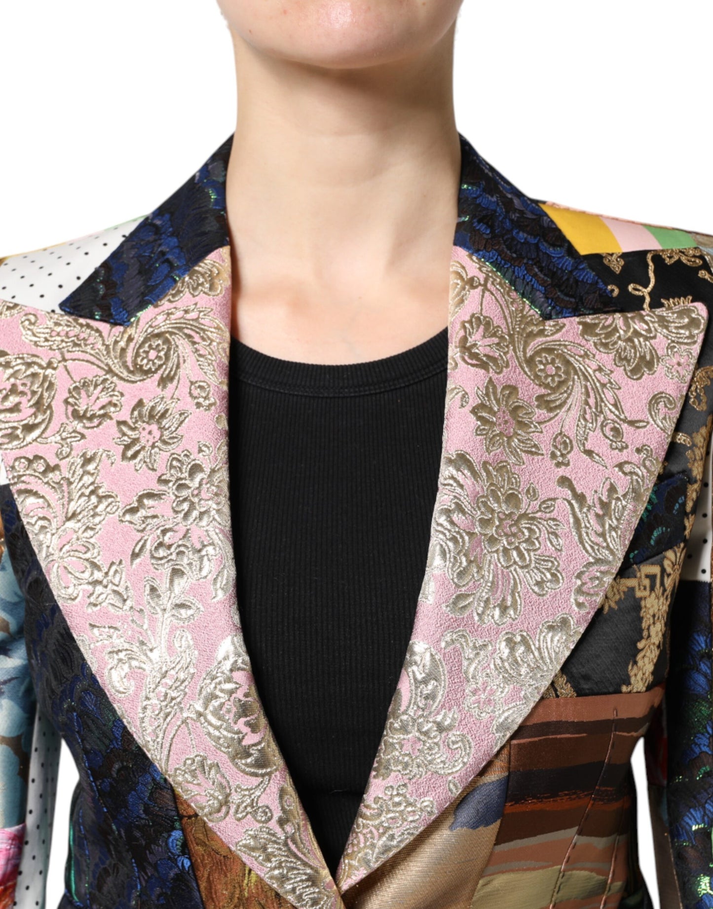 Dolce &amp; Gabbana – Mehrfarbige Jacquardjacke mit floralem Patchwork