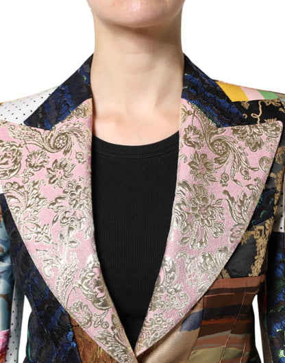 Dolce &amp; Gabbana – Mehrfarbige Jacquardjacke mit floralem Patchwork