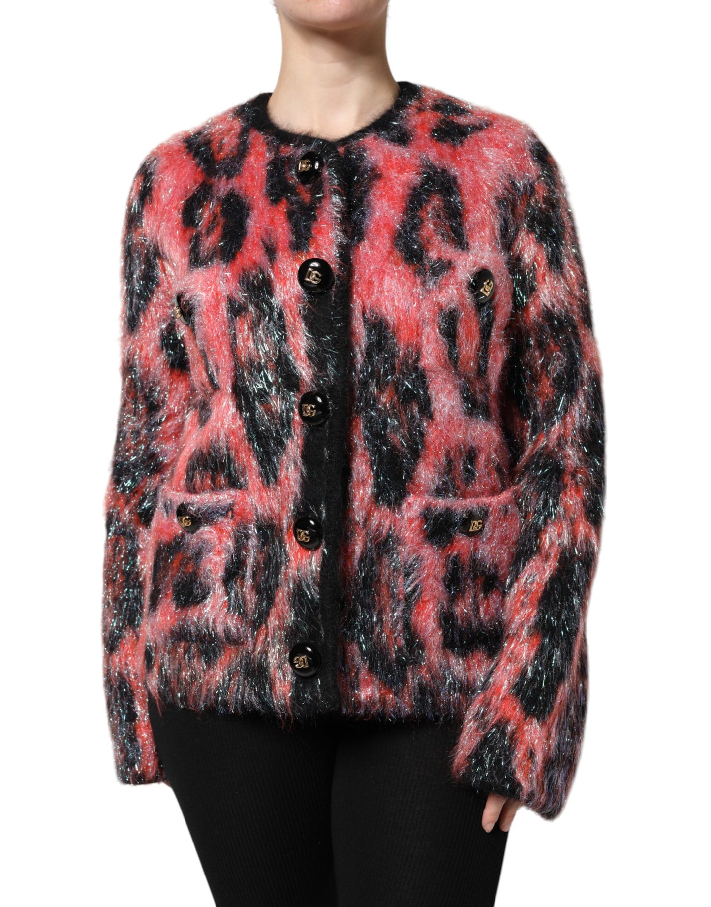 Dolce &amp; Gabbana Roter Cardigan aus Mohairwolle mit Knopfleiste