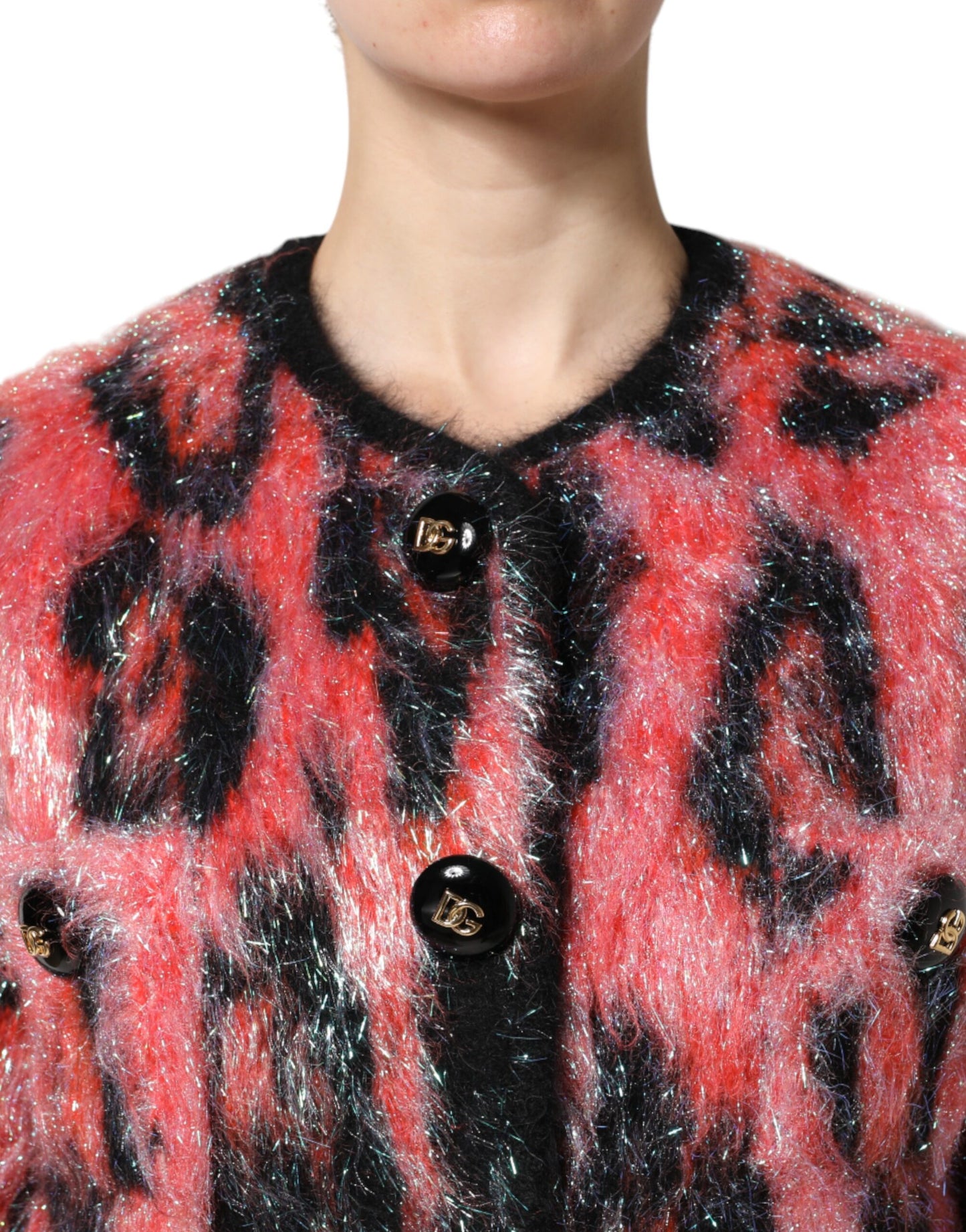 Dolce &amp; Gabbana Roter Cardigan aus Mohairwolle mit Knopfleiste