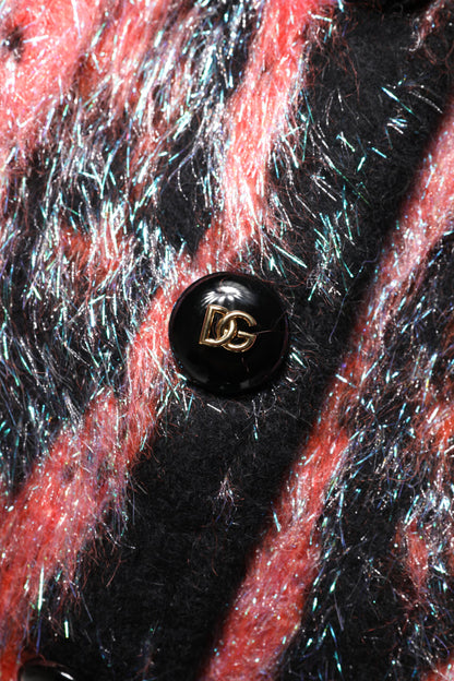 Dolce &amp; Gabbana Roter Cardigan aus Mohairwolle mit Knopfleiste