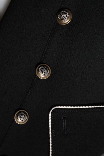 Dolce &amp; Gabbana – Zweireihiger Blazer aus schwarzer Wolle