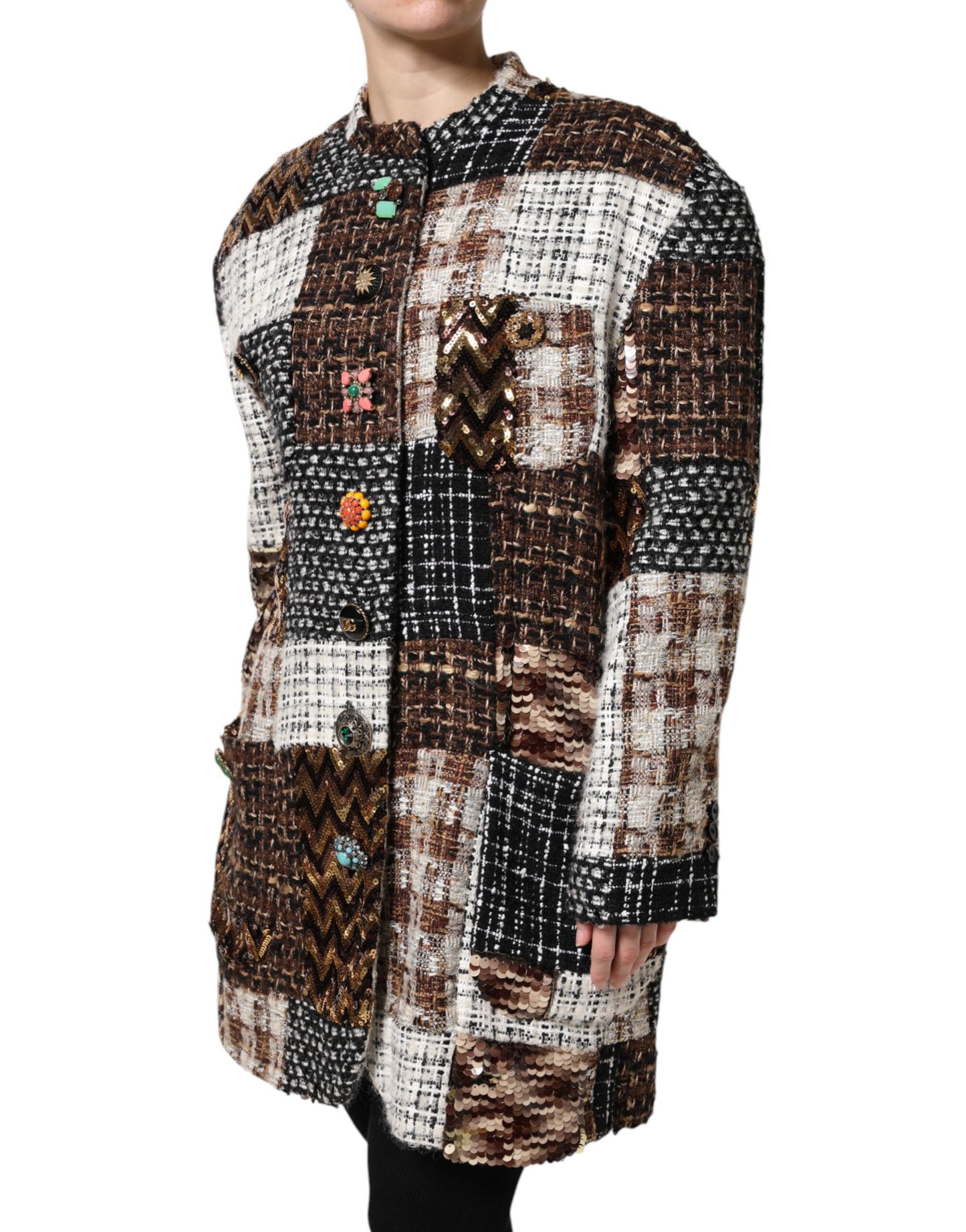 Dolce &amp; Gabbana – Mehrfarbige Patchwork-Knopfjacke