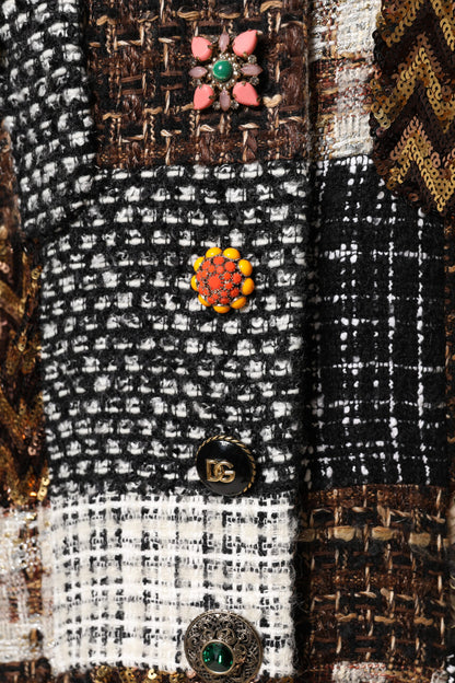 Dolce &amp; Gabbana – Mehrfarbige Patchwork-Knopfjacke