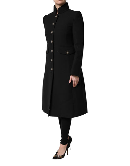 Dolce &amp; Gabbana – Einreihige Trenchcoat-Jacke aus schwarzer Wolle
