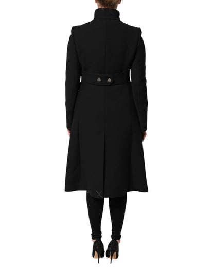 Dolce &amp; Gabbana – Einreihige Trenchcoat-Jacke aus schwarzer Wolle
