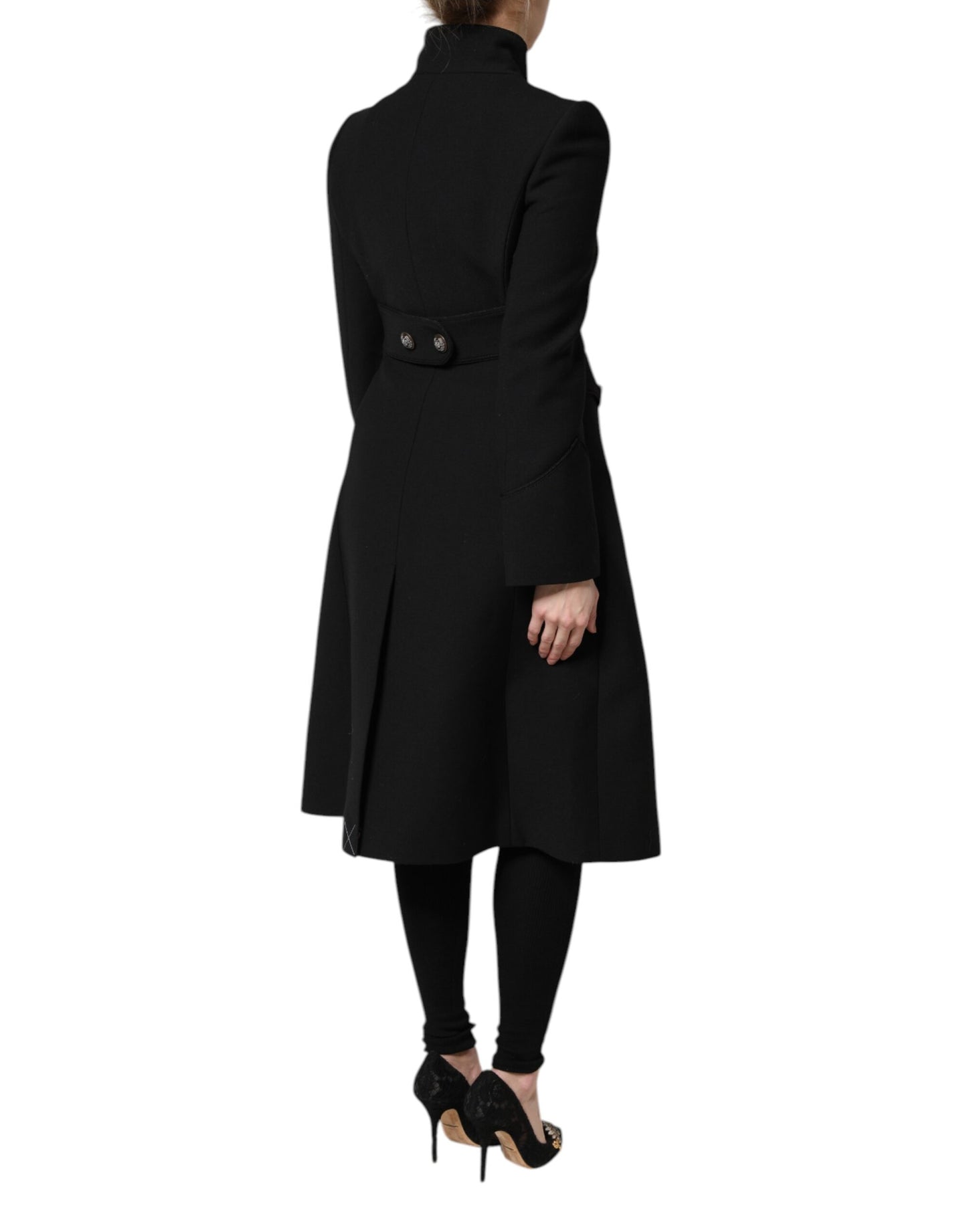 Dolce &amp; Gabbana – Einreihige Trenchcoat-Jacke aus schwarzer Wolle