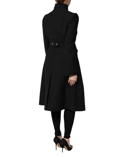 Dolce &amp; Gabbana – Einreihige Trenchcoat-Jacke aus schwarzer Wolle