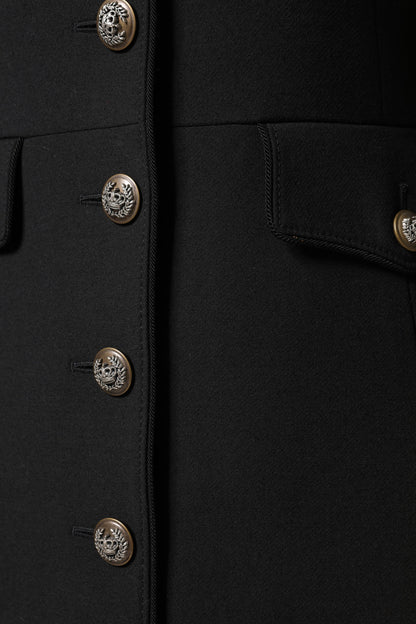 Dolce & Gabbana Black Wool Single Breasted Trench Coat Jacket