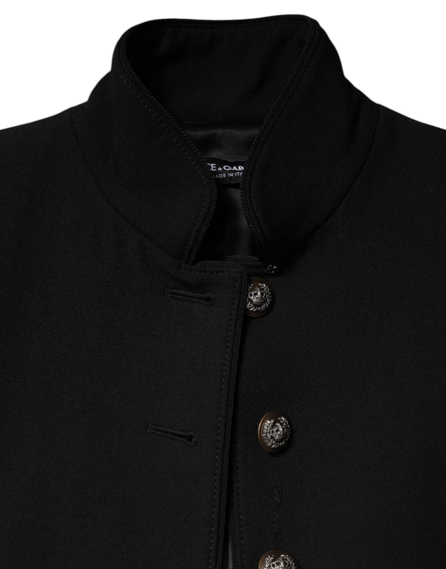 Dolce &amp; Gabbana – Einreihige Trenchcoat-Jacke aus schwarzer Wolle