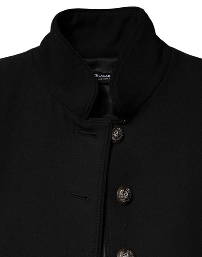 Dolce &amp; Gabbana – Einreihige Trenchcoat-Jacke aus schwarzer Wolle