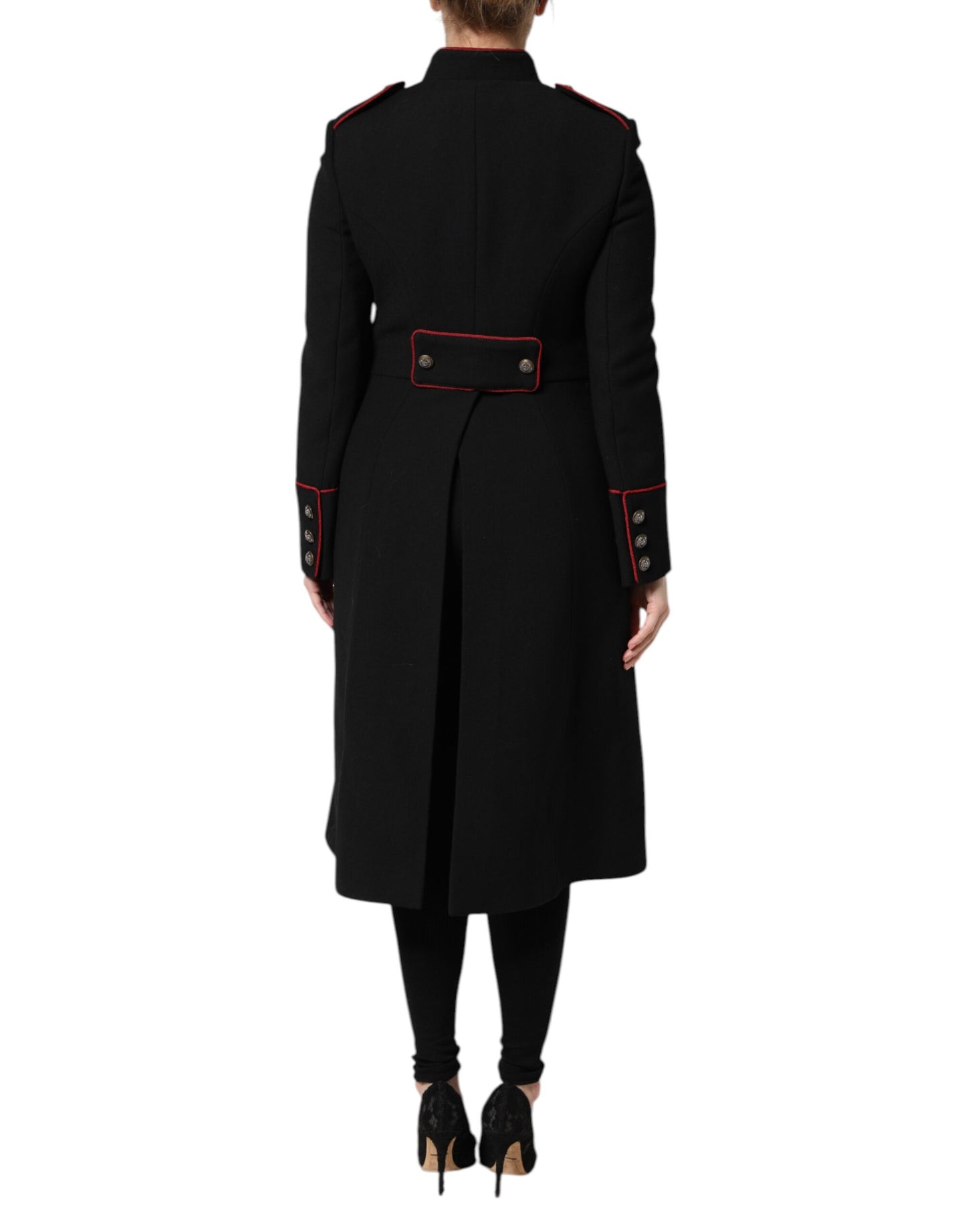 Dolce &amp; Gabbana – Einreihige Trenchcoat-Jacke aus schwarzer Wolle