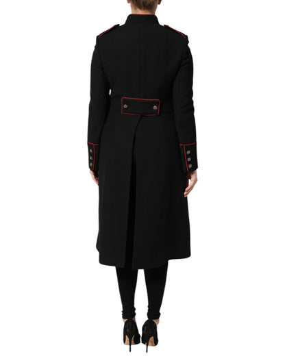Dolce &amp; Gabbana – Einreihige Trenchcoat-Jacke aus schwarzer Wolle