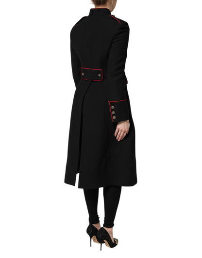Dolce &amp; Gabbana – Einreihige Trenchcoat-Jacke aus schwarzer Wolle