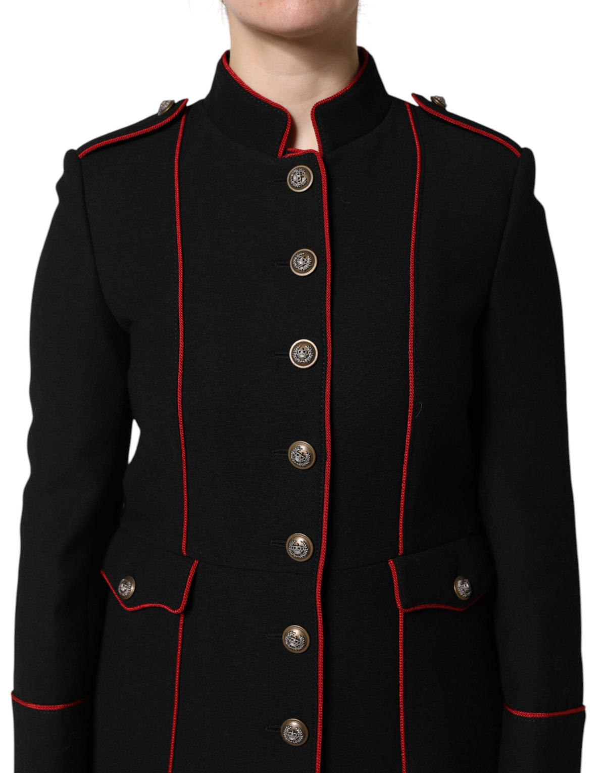 Dolce &amp; Gabbana – Einreihige Trenchcoat-Jacke aus schwarzer Wolle