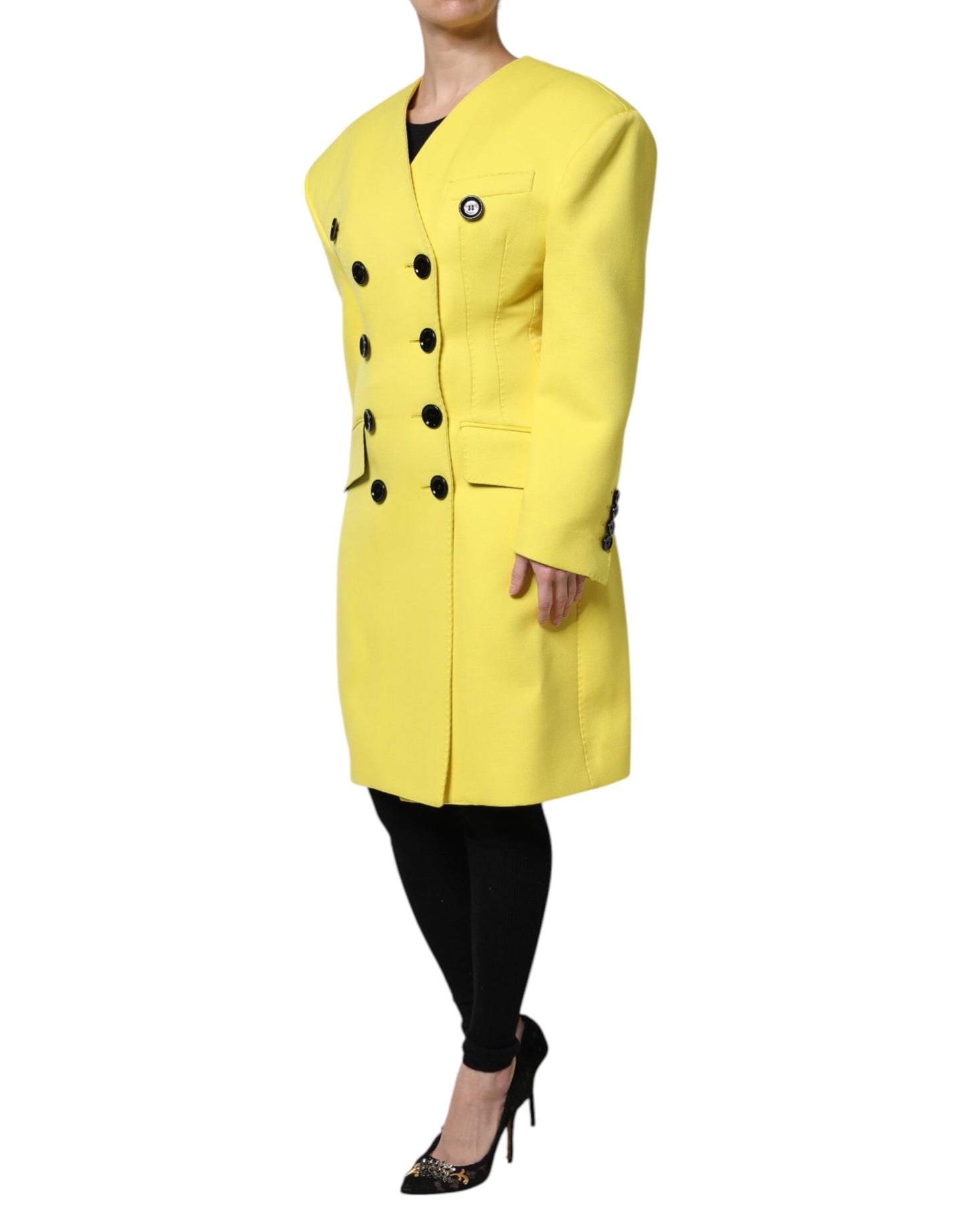 Dolce &amp; Gabbana – Gelbe, zweireihige Trenchcoat-Jacke
