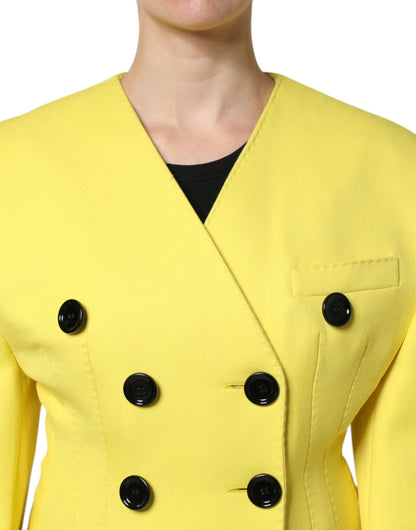Dolce &amp; Gabbana – Gelbe, zweireihige Trenchcoat-Jacke