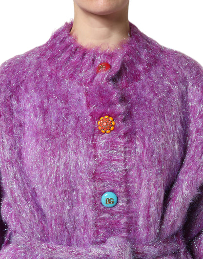 Dolce &amp; Gabbana – Trenchcoat-Jacke mit violetter Knopfverzierung
