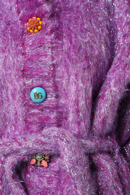 Dolce &amp; Gabbana – Trenchcoat-Jacke mit violetter Knopfverzierung