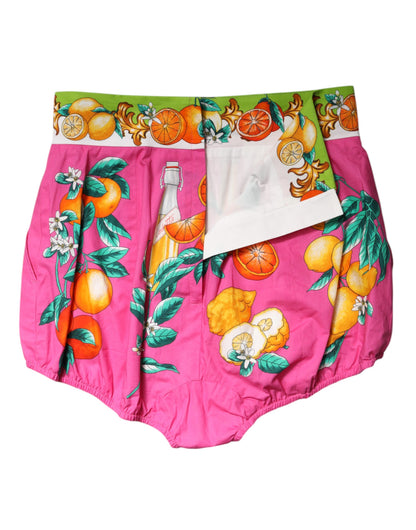 Dolce &amp; Gabbana – Rosa bedruckte Hotpants-Shorts mit hoher Taille
