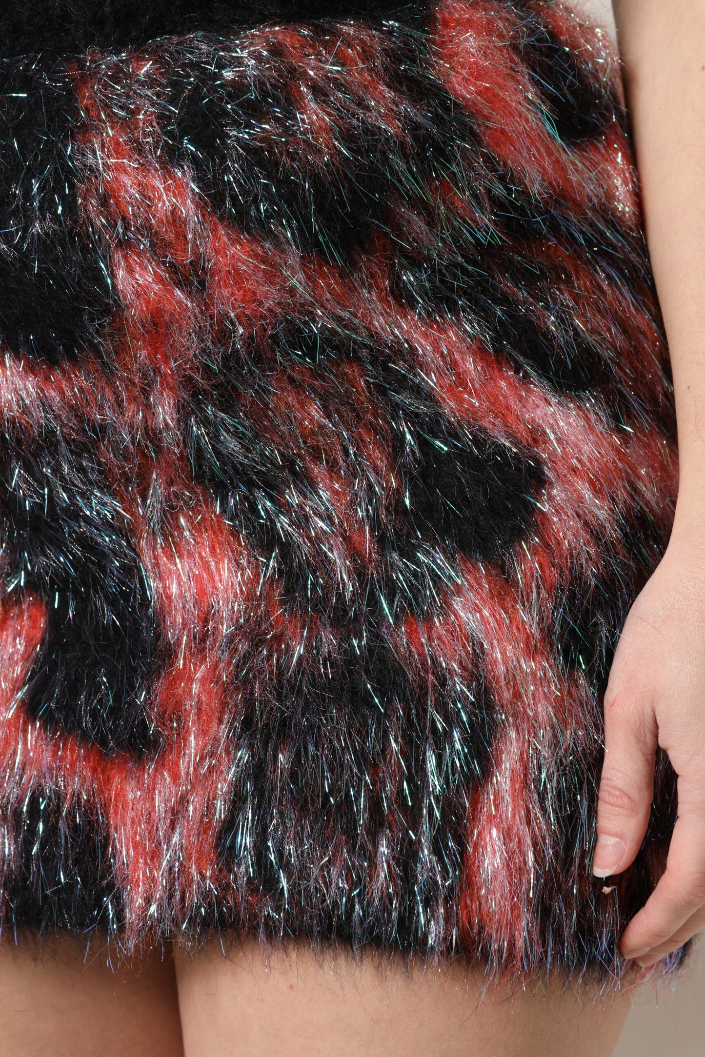 Dolce &amp; Gabbana Mehrfarbiger Minirock aus Plüsch mit hoher Taille