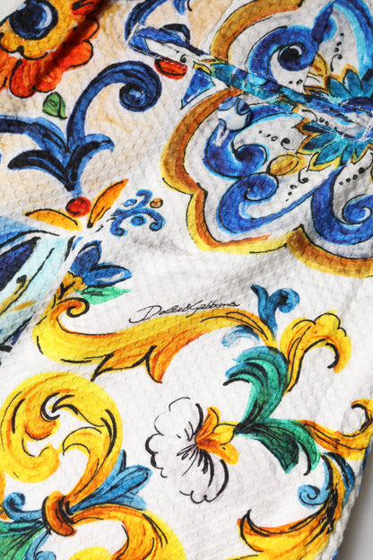 Dolce &amp; Gabbana – Shorts mit mehrfarbigem Majolika-Print und hoher Taille