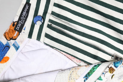 Dolce &amp; Gabbana – Shorts mit mehrfarbigem Majolika-Print und hoher Taille