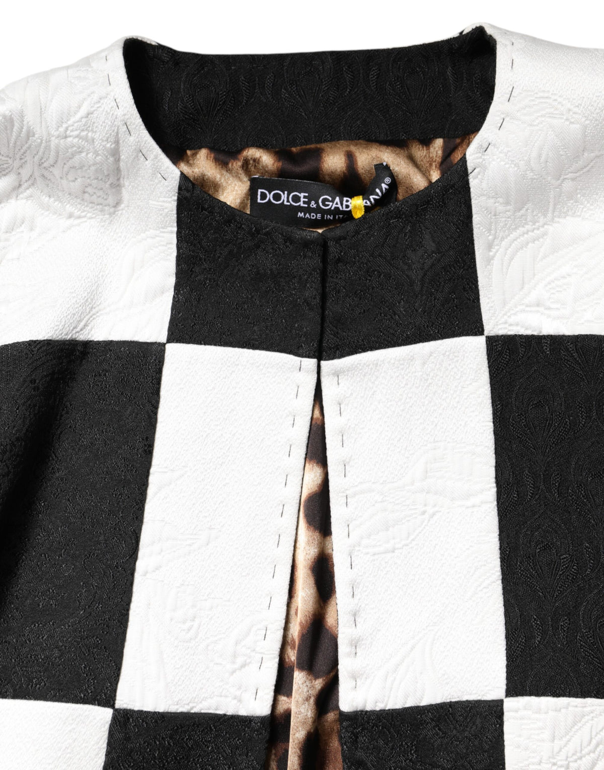 Dolce &amp; Gabbana – Weiß-schwarze Patchwork-Blazerjacke aus Jacquard