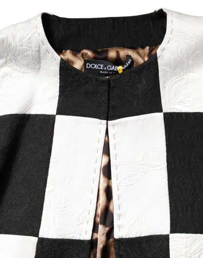 Dolce &amp; Gabbana – Weiß-schwarze Patchwork-Blazerjacke aus Jacquard