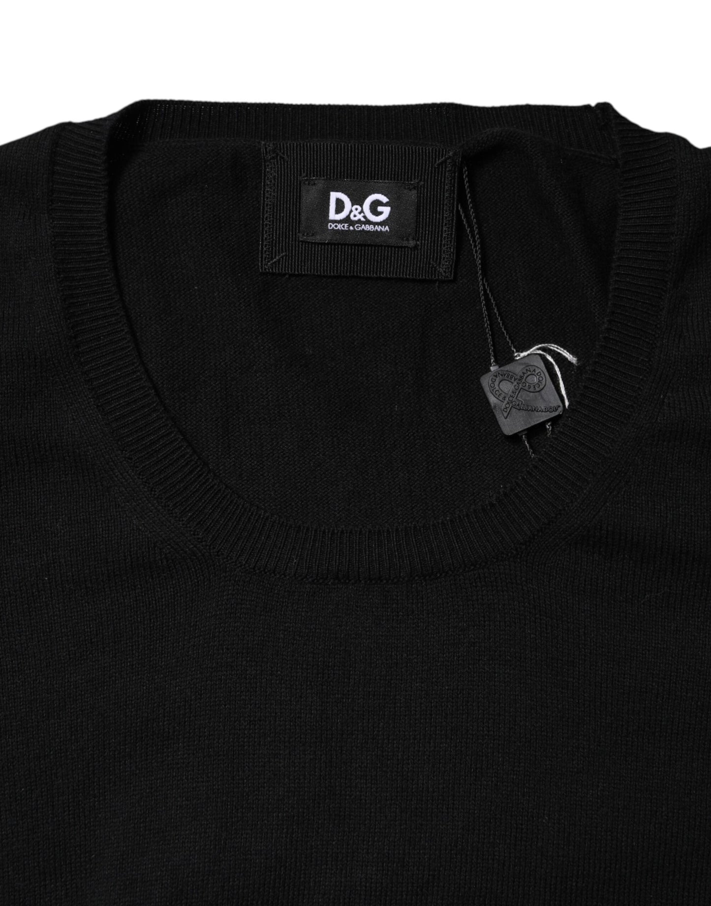Dolce &amp; Gabbana – Schwarzes, kurzärmliges T-Shirt aus Baumwolle mit Rundhalsausschnitt