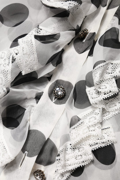 Dolce & Gabbana White Black Polka Dot Cotton Sleeveless Top