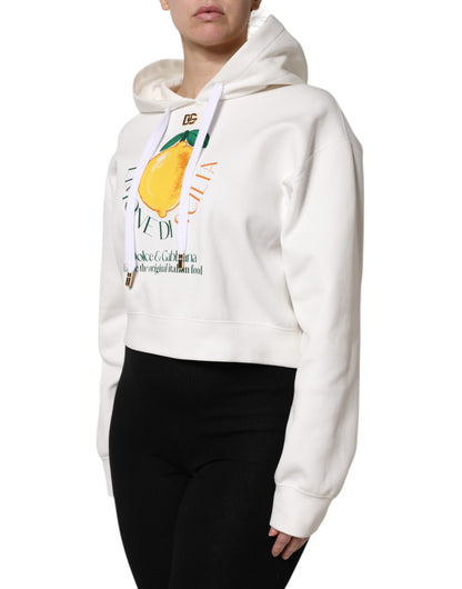 Dolce &amp; Gabbana – Kapuzenpullover aus elfenbeinfarbener Baumwolle mit Aufdruck