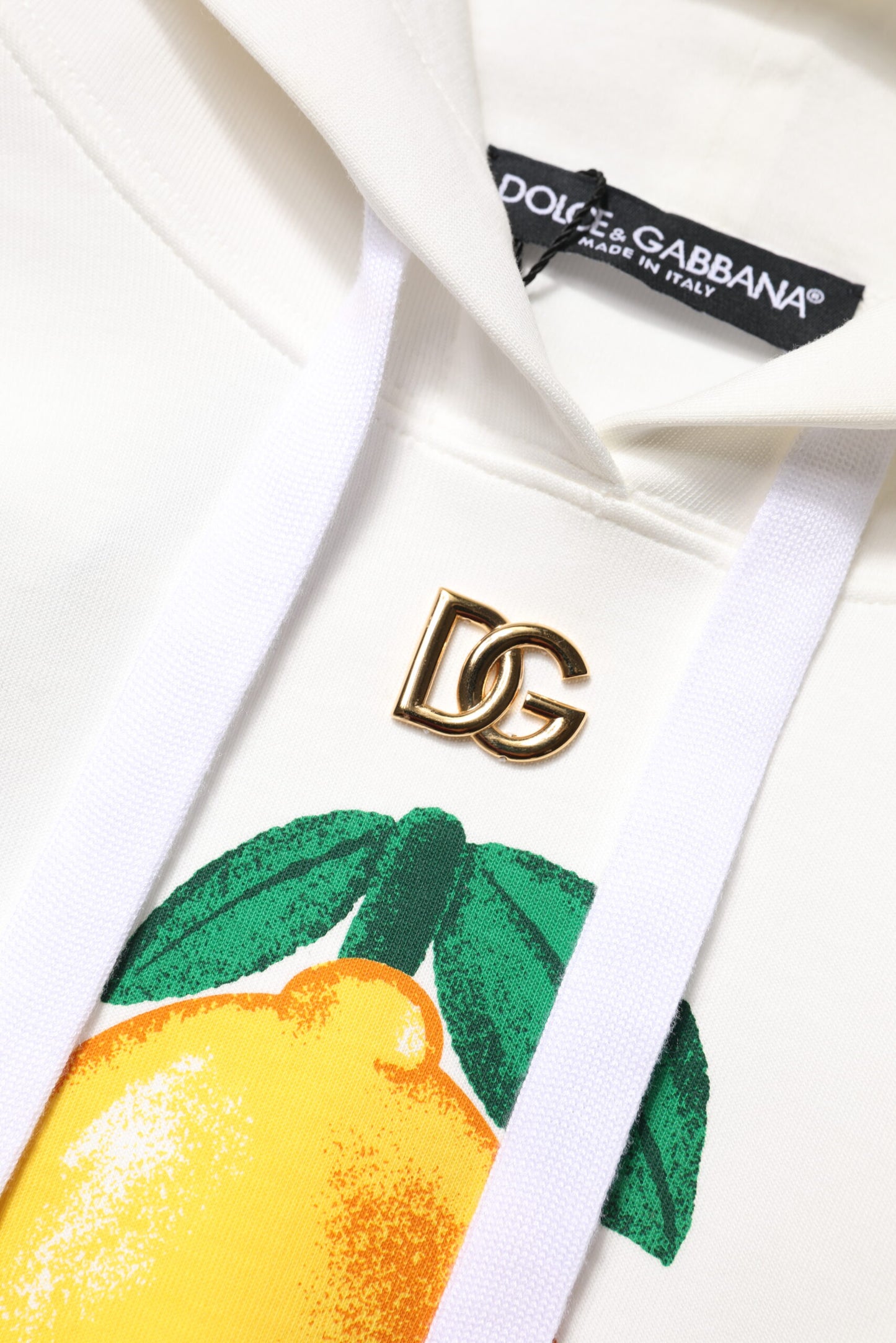 Dolce &amp; Gabbana – Kapuzenpullover aus elfenbeinfarbener Baumwolle mit Aufdruck