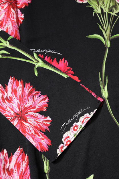 Dolce &amp; Gabbana Schwarzes, langärmliges Blusentop für Damen mit Blumenmuster