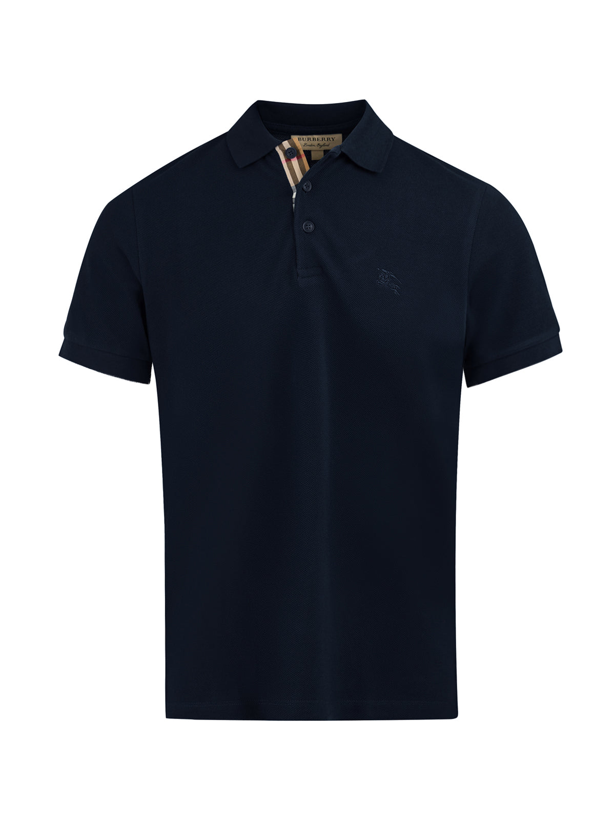 Burberry – Poloshirt aus Baumwolle mit Kragen in Marineblau